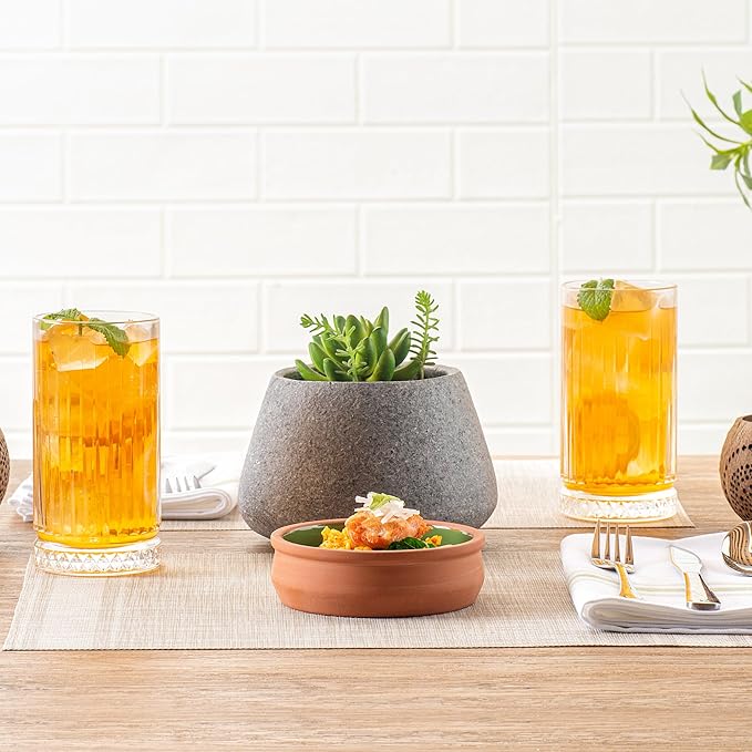 Restaurantware-Terra Tek 8.5 Ounce Terracotta Cazuelas, 2 Green Glazed Clay Pots For Cooking - Oven-Ready, Microwavable, Terracotta Serving Pots, Dishwashable, For Cooking And Serving