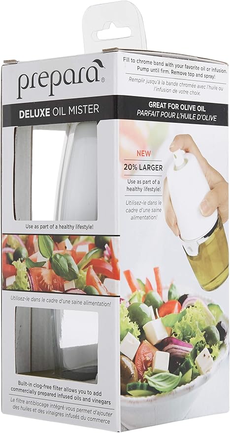 Prepara Deluxe Oil Mister, Chrome Band, White/Chrome