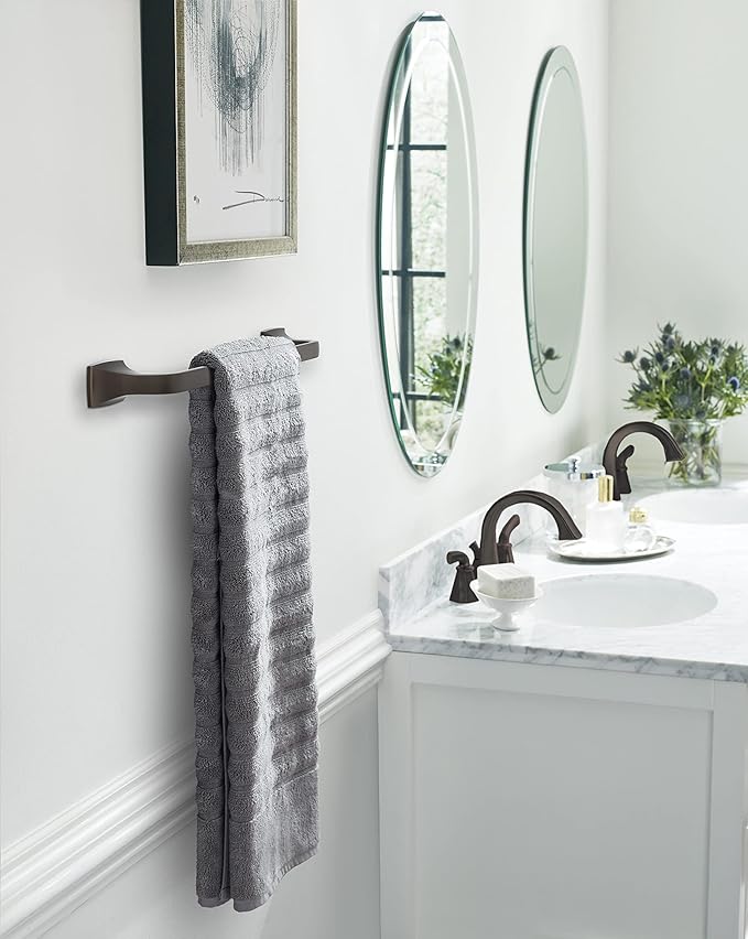 Amerock BH36013ORB | Oil Rubbed Bronze Towel Bar | 18 in (457 mm) Towel Rack | Highland Ridge | Bathroom Towel Holder | Bathroom Hardware | Bath Accessories