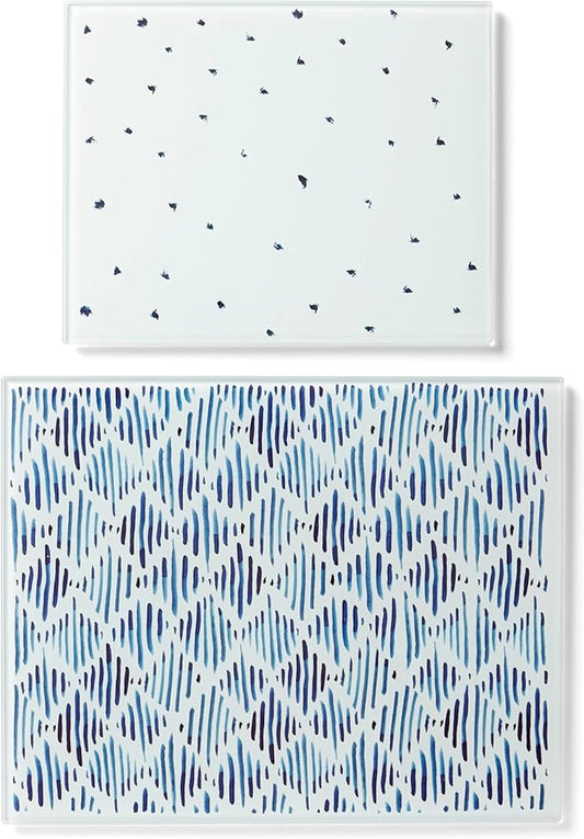 Lenox 895698 Blue Bay 2-Piece Glass Cutting Board Set