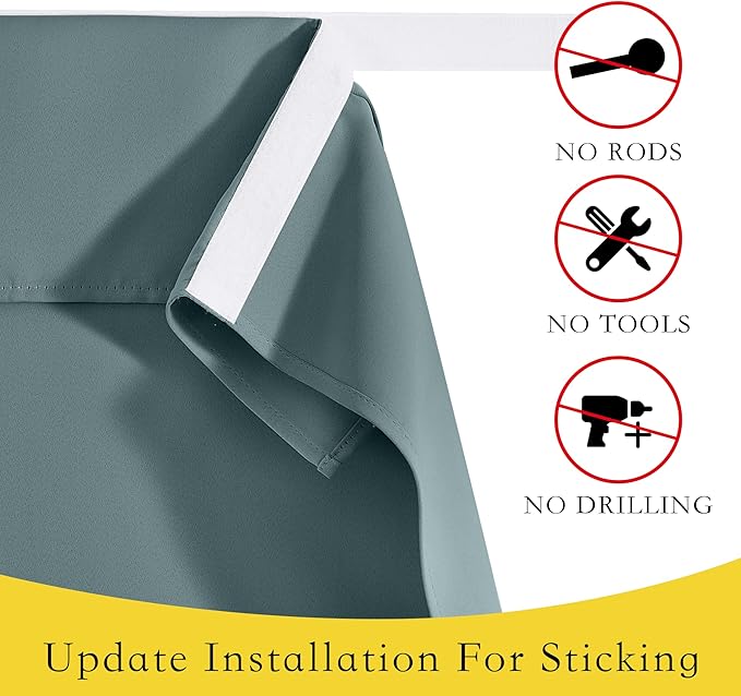NICETOWN Tie Up Curtains for Kitchen Window, French Door Curtains 63 inches Long Privacy Short Blackout Window Covering for Patio Sliding Glass Door, W46 x L63 inch, 1 Panel, Greyish Blue