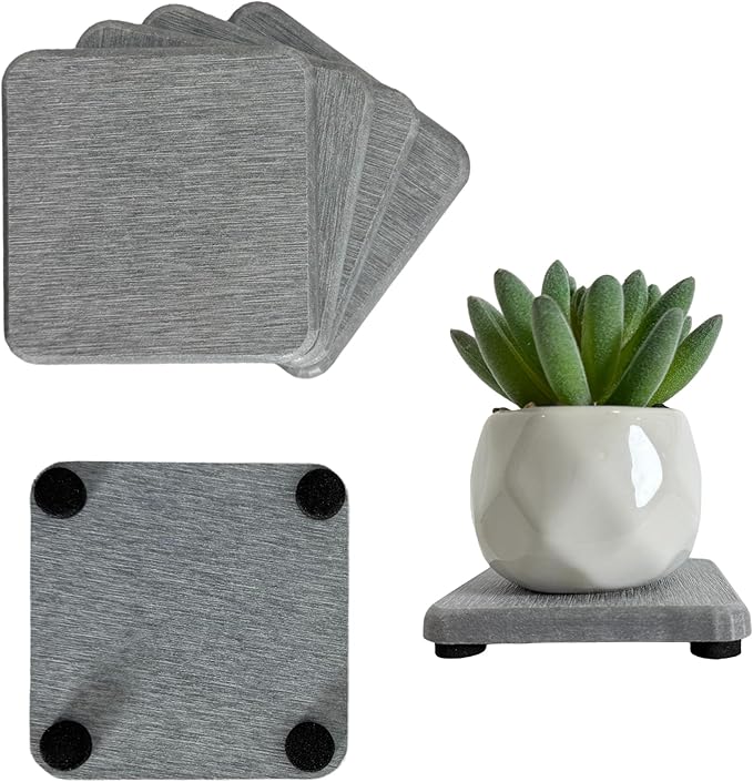 NiuYichee 4PCS Water Absorbent Stone Coasters, Quick-Drying Diatomite Soap Dish, Stone Soap Trays for Kitchen & Bathroom Sink, 3.15 x 3.15in, Grey