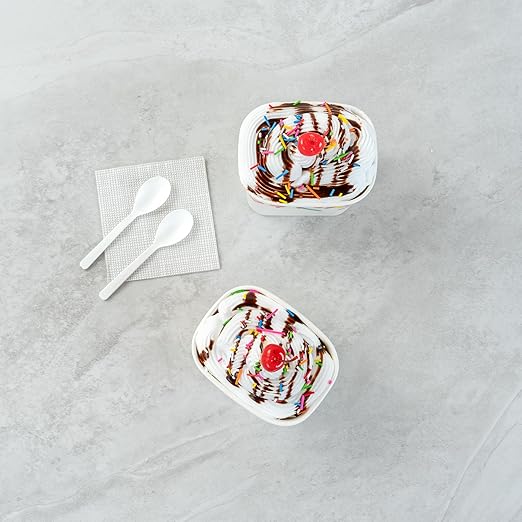 Coppetta 12 Ounce Dessert Cups, 50 Greaseproof Ice Cream Cups - Lids Sold Separately, For Hot And Cold Foods, White Paper Yogurt Bowls, Festive Sprinkle Design, Disposable, Sturdy- Restaurantware