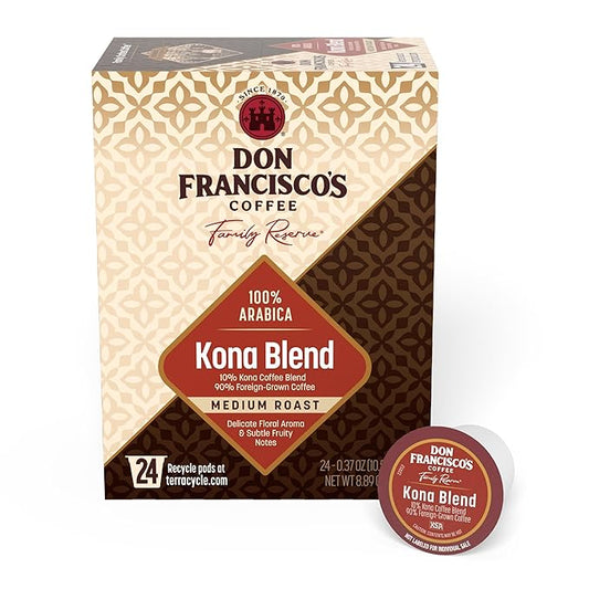 Don Francisco's Kona Blend Coffee Pods, 24 Count, Medium Roast, Compatible with Keurig Brewers