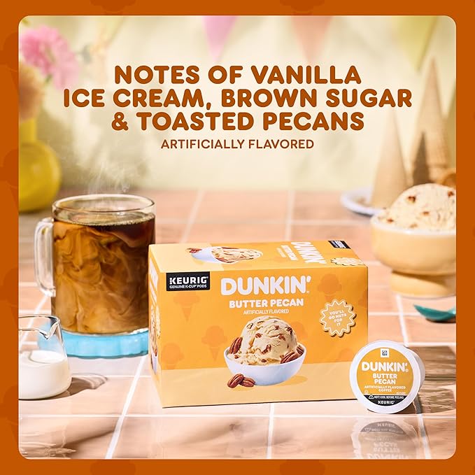 Dunkin’ Butter Pecan Artificially Flavored Coffee, Keurig K-Cup Pods, 10 Count Box