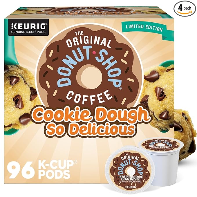 The Original Donut Shop Cookie Dough So Delicious, Keurig Single Serve K-Cup Pods, Flavored Coffee, 96 Count