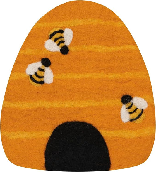 Jubilee Bumblebee Felt Wool Trivet 7.5 x 8in