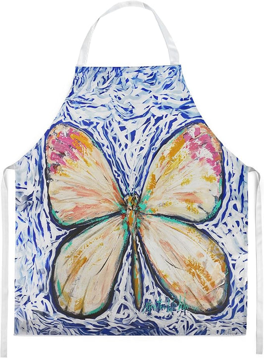 Caroline's Treasures Butterfly Violet Tip Apron Cooking Kitchen Server Baking Crafts Gardening for Adult Women Men, Unisex, Large, Multicolor