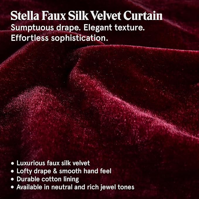 HiEnd Accents Stella Faux Silk Velvet Lumbar Pillow, 14x42 inch, Garnet Red, Romantic Western Modern Traditional Style Luxury Bedding, Decorative Throw Pillow