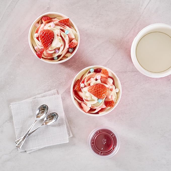 Coppetta 8 Ounce Dessert Cups, 50 Greaseproof Ice Cream Cups - Lids Sold Separately, For Hot And Cold Foods, Pink And White Ombre Paper Yogurt Bowls, Disposable, Sturdy - Restaurantware