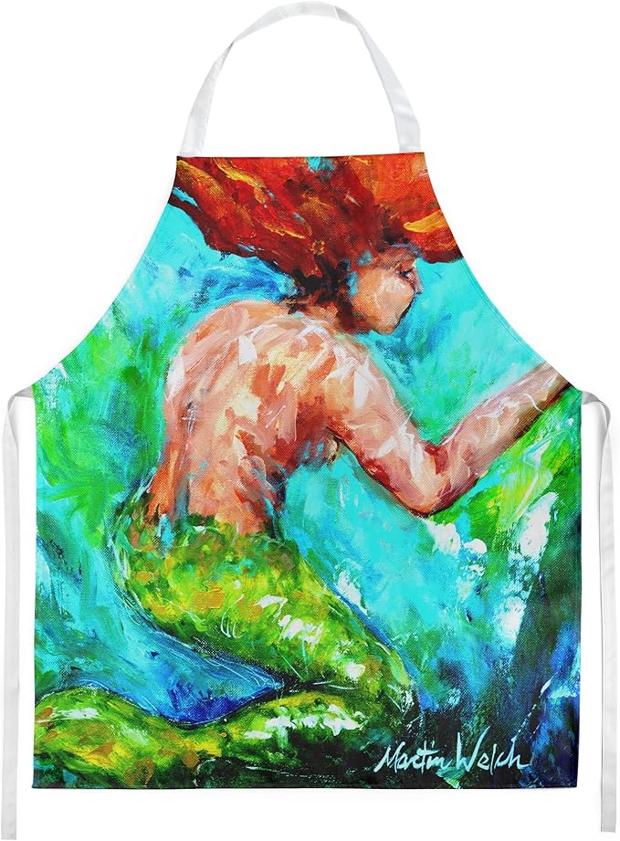 Caroline's Treasures MW1200APRON Mermaids Heaven Apron Cooking Kitchen Server Baking Crafts Gardening for Adult Women Men, Unisex, Large, Multicolor