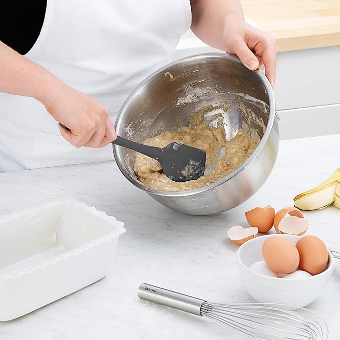 Tovolo Silicone Spatula for Cooking Baking Mixing Scraping Bowls Heavy Duty Dishwasher Safe Large Long Handle BPA Free One Piece Silicone Spatula Kitchen Utensil Heat Resistant, Charcoal Gray