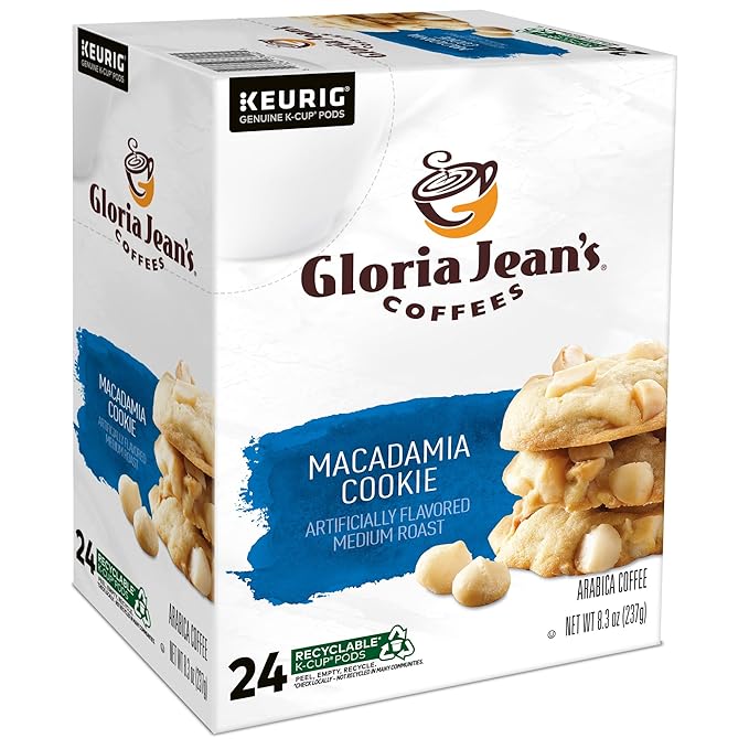 Gloria Jean's Macadamia Cookie Keurig Single-Serve K-Cup Pods, Medium Roast Coffee, 96 Count