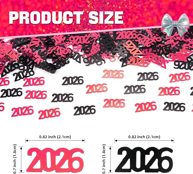 Black and Red 2026 Confetti Graduation Table Centerpiece Grad Confetti for 2026 Graduation Party Decorations Supplies