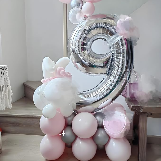 Silver Balloons, Happy Birthday Frozen Decoration for 16th, 40 Inch Number Balloons for 16 61 Wedding Anniversaries Singles Party, Girls and Boys