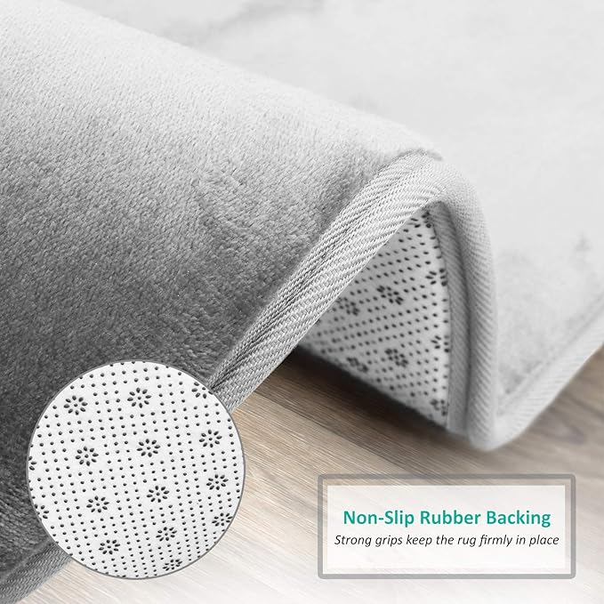 Clara Clark Bathroom Rugs, Velvet Memory Foam Bath Mat, Non-Slip, Machine Washable Bath Rugs - Dries Quickly, Ultra Soft Plush Bath Mats for Bathroom, 20 x 32, Silver