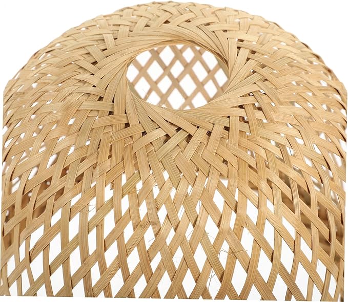 2pcs Bamboo Lampshade Rattan Light Fixture Boho Hanging Light Pink Tile Stickers Light Covers for Ceiling Lights Lampshades for Ceiling Lights Fan Bamboo Weaving Desk Lamp To Weave(Khakix2pcs,24.5x24.