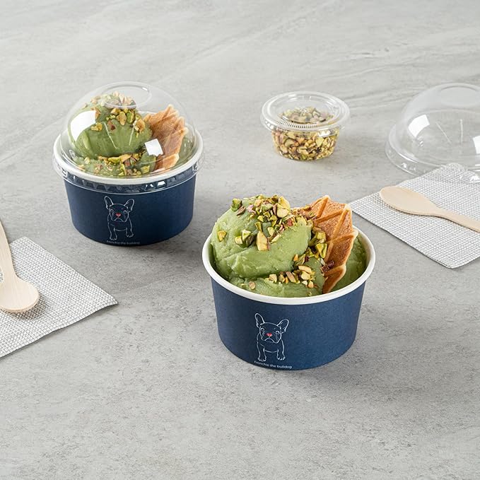 Restaurantware Coppetta 8 Ounce Dessert Cups, 50 Disposable Ice Cream Cups - Lids Sold Separately, Sturdy, Frenchie Paper FroYo Bowls, For Hot And Cold Foods, Perfect For Gelato Or Mousse