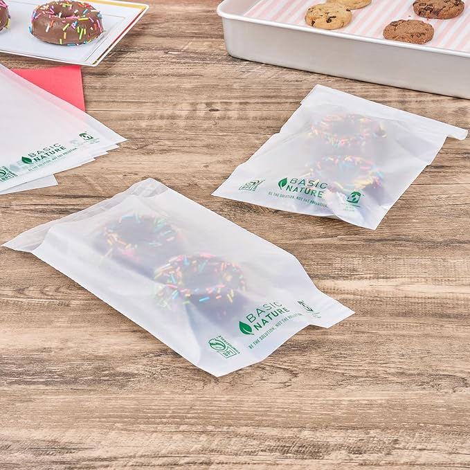 Restaurantware Food Storage Bags 100 Count 9 x 6 Inches Translucent Adhesive Bags Plastic Reusable Translucent for Cold Food Storage