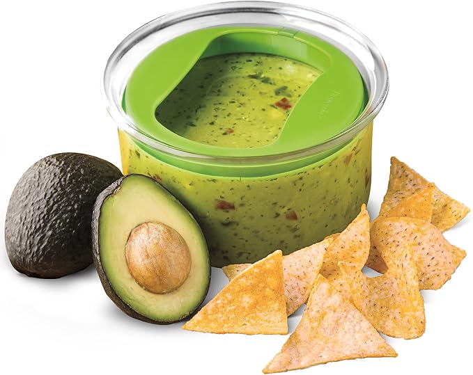 PREPWORKS ProKeeper Fresh Guacamole Plastic Kitchen Storage Container with Airtight Lid (Green), for Guacamole and Food Storage (Pack of 12)