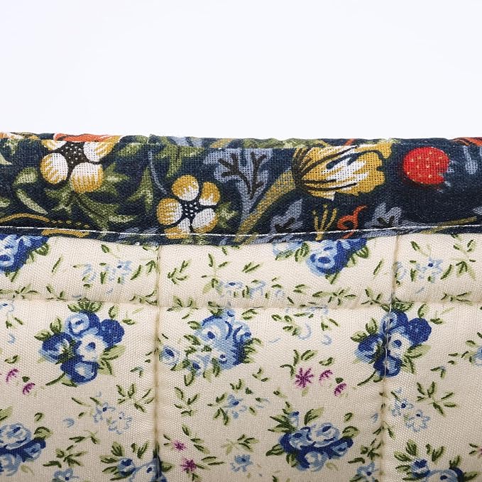 Quilted Fabric Storage Basket Floral Baby Diaper Caddy Quilted Basket for Nursery Bedroom Car Storage