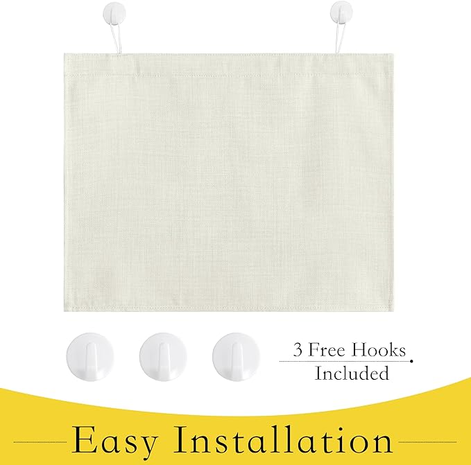 NICETOWN Kitchen Door Curtains 30 inch Length, Natural Linen Blended Glass Classroom Window Decor Room Darkening Privacy Shades for Patio French Door Skylight, W10 x L30 inch, 1 Panel
