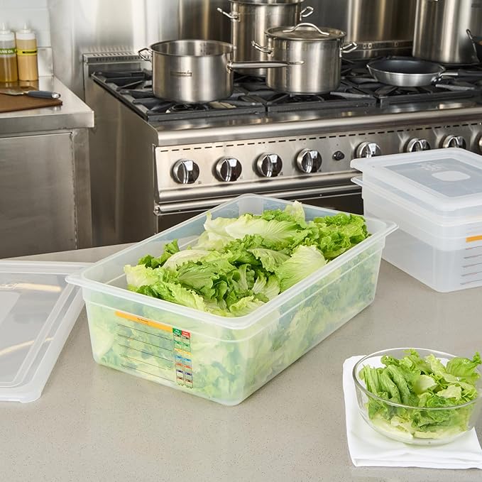 Restaurantware Food Storage Container 10 Pack of 20.7 x 12.6 x 5.9 Inches Plastic Stackable Storage Box White Reusable Label Container Dishwasher Safe For Restaurants And Kitchens