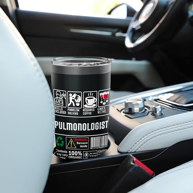 Funny Pulmonologist Label Skills Coffee Wine Sarcasm Medical Stainless Steel Insulated Tumbler