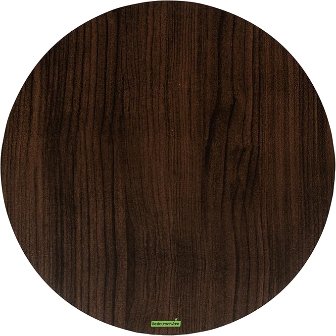 Restaurantware Cater Tek 13.8 Inch Charcuterie Boards 10 Faux Wood Cheese Boards - Round Stackable Dark Paper Cardboard Charcuterie Boards Disposable For Serving At Catered Events