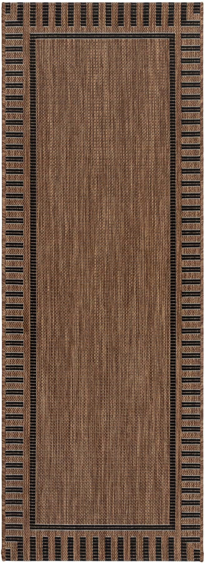 Gertmenian Indoor/Outdoor Flatweave Rug - 2x6 Runner, Stain & UV Resistant, Quick-Drying, Ideal for Deck, Patio, Poolside, Mudroom - Klano Striped Havana, Black, 28000