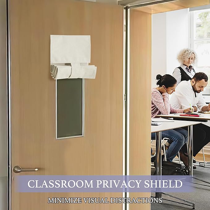 RYB HOME Classroom Door Window Cover, 100% Blackout Shades for Classroom Windows and Doors Cover Lockdown Shades Blocks Views, W 8 x L 36 inch, Ivory, 1 Panel