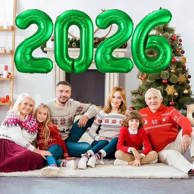 Green 2026 Balloons, 40 Inch 2026 Number Balloon Foil New Year Balloon Numbers for New Years Eve Party Graduation Party Decoration