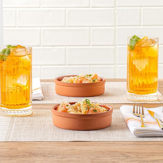 Restaurantware-Terra Tek 8.8 Ounce Terracotta Cazuelas, 2 Brown Glazed Clay Pots For Cooking - Oven-Ready, Microwavable, Terracotta Serving Pots, Dishwashable, For Cooking And Serving