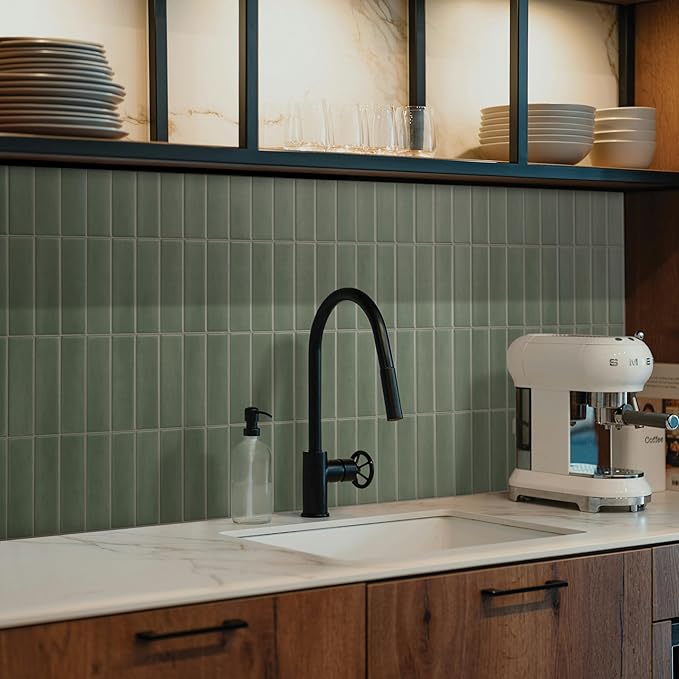 SMART TILES Peel and Stick Backsplash - 5 Sheets of 11.43" x 9" - 3D Adhesive Peel and Stick Tile Backsplash for Kitchen, Bathroom, Wall Tile
