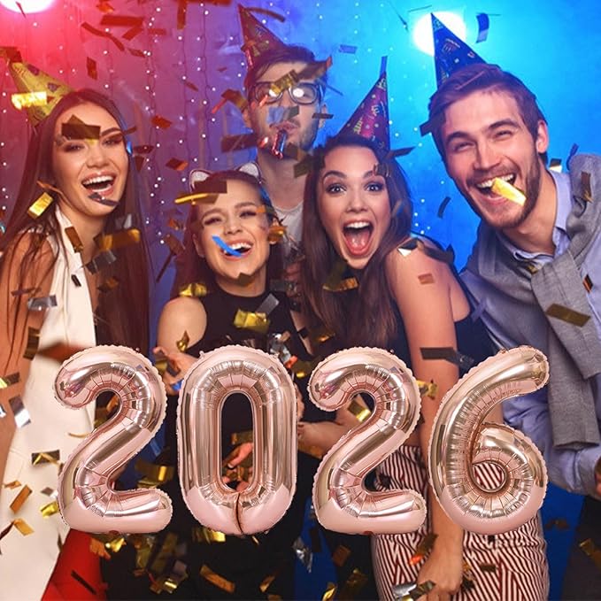 16 Inch 2026 Balloons Rose Gold, Number Balloons 16 Inch, New Years Balloons for 2026 New Years Graduation Decorations Home Office Decoration