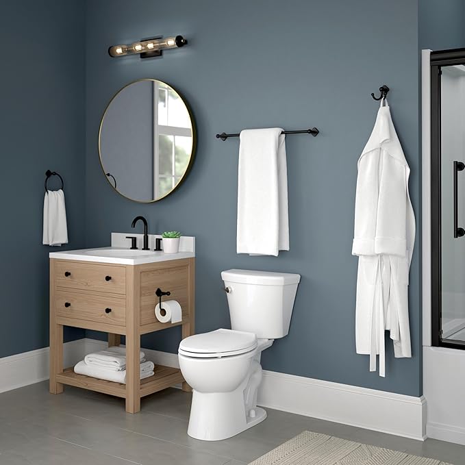 Franklin Brass Gainesville (1-Pack) Hand Towel Holder Matte Black Towel Racks for Bathroom Wall Round Towel Ring Holder for Bath Towel Hanger for Kitchen, Bathroom Accessories GNV46-MB