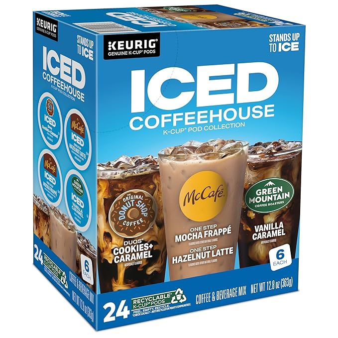 The Original Donut Shop® K-Cup Iced Duos Cookies and Caramel Coffee - Compatible with Keurig Brewer - Medium - 24 / Box