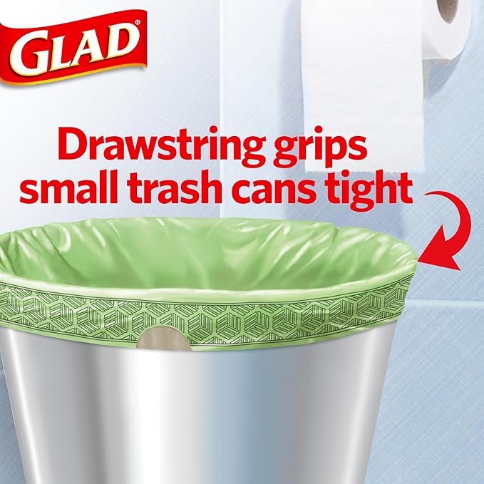 Glad Small Trash Bags 4 Gallon, Febreze Sweet Citron & Lime Garbage Bags, Odor Resistant with Drawstring, 80 Count