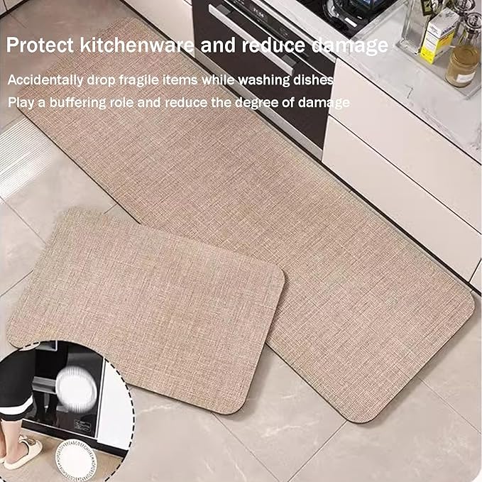 Modern Abstract Kitchen Floor Rugs, Cushioned Anti Fatigue Entryway Mats, Waterproof Runner for Bedroom Sink Office(Green B,50 * 160cm)