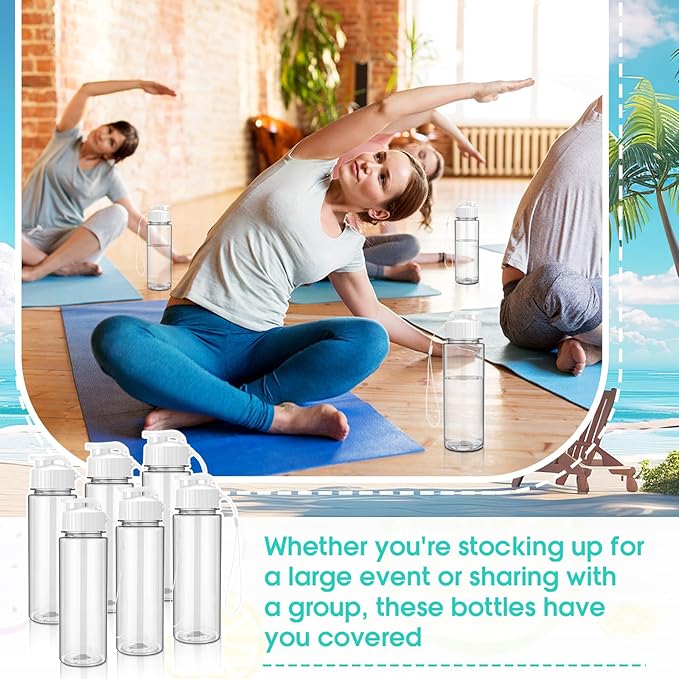 Maxcheck 30 Pieces Water Bottle Bulk 17 oz Plastic Sports Water Bottles Bulk with Handle Strap Lightweight Leakproof Drink Flip Top for Adults Fit Gym(Classic Style,White)