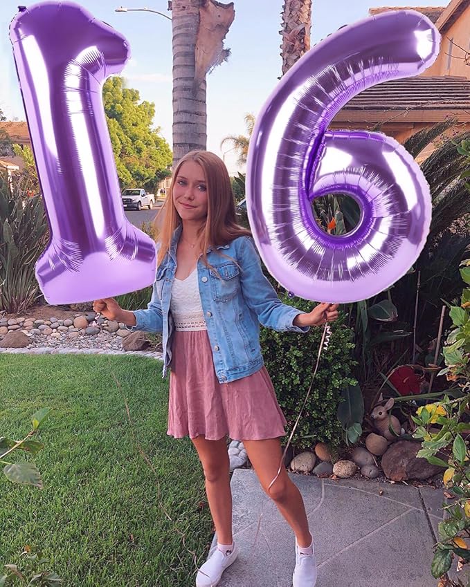 9Th Birthday Decorations 9 Number Balloons, Happy Birthday Decoration for 9th, Purple Balloon Numbers 40 Inch for Girls Boys Women Men Engagement, Bridal Shower Party