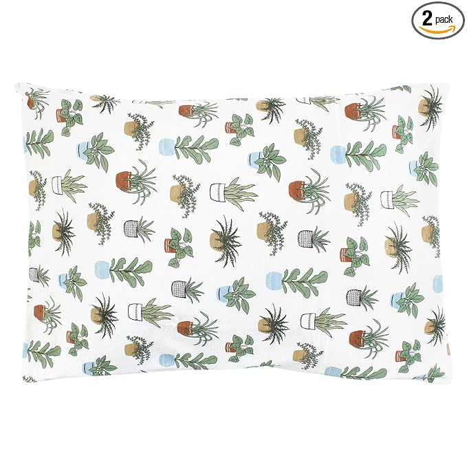 Hudson Baby Unisex Baby Cotton Toddler Pillow Case, Plants, One Size