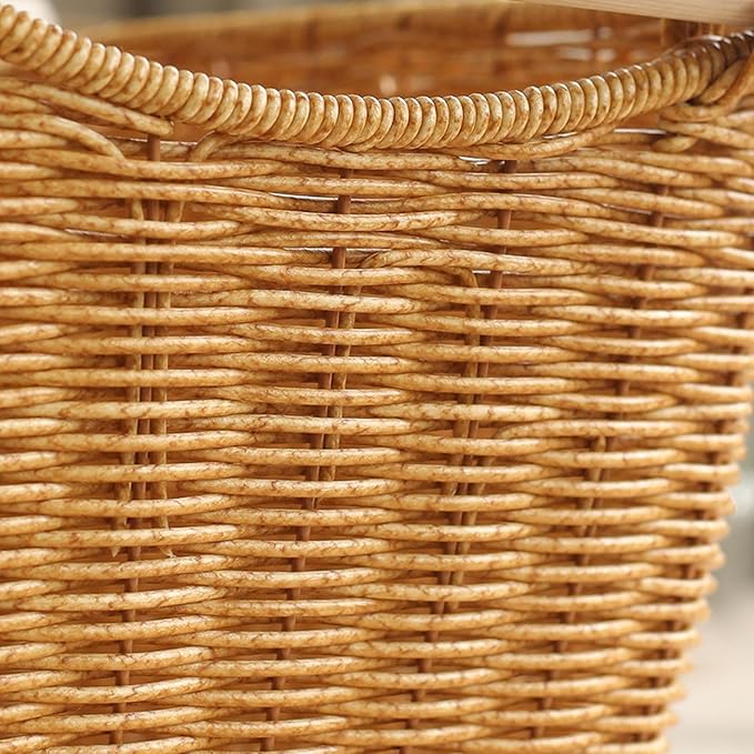 Fenteer Imitation Rattan Basket Storage Bin Decorative Container Woven Basket for Organizing for Home Kitchen Coffee Table Decoration