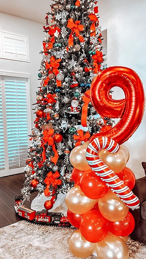 Number 7 Balloon, 6 7 Birthday Decorations 40 Inch 7 Balloons for Birthday Party, Red Number Balloons for 7, 17, 27 Game Competition Wedding Anniversaries Party