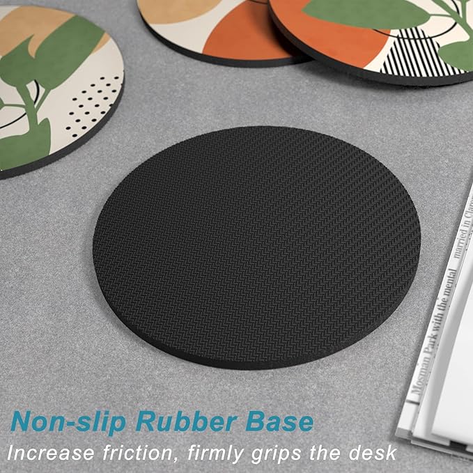 Nipichsha Coasters for Drinks, Set of 6 Cute Absorbent Rubber Drink Coasters for Cup with Non Slip Backing, Kitchen Home Decor Housewarming Gift, Round 4 in, Modern Abstract Art