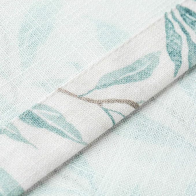 VOGOL Blue Valances for Windows, Lovely Leaf Print Window Shades Rod Pocket Kitchen Valances for Windows Farmhouse Cafe, 52 x 12, One Piece