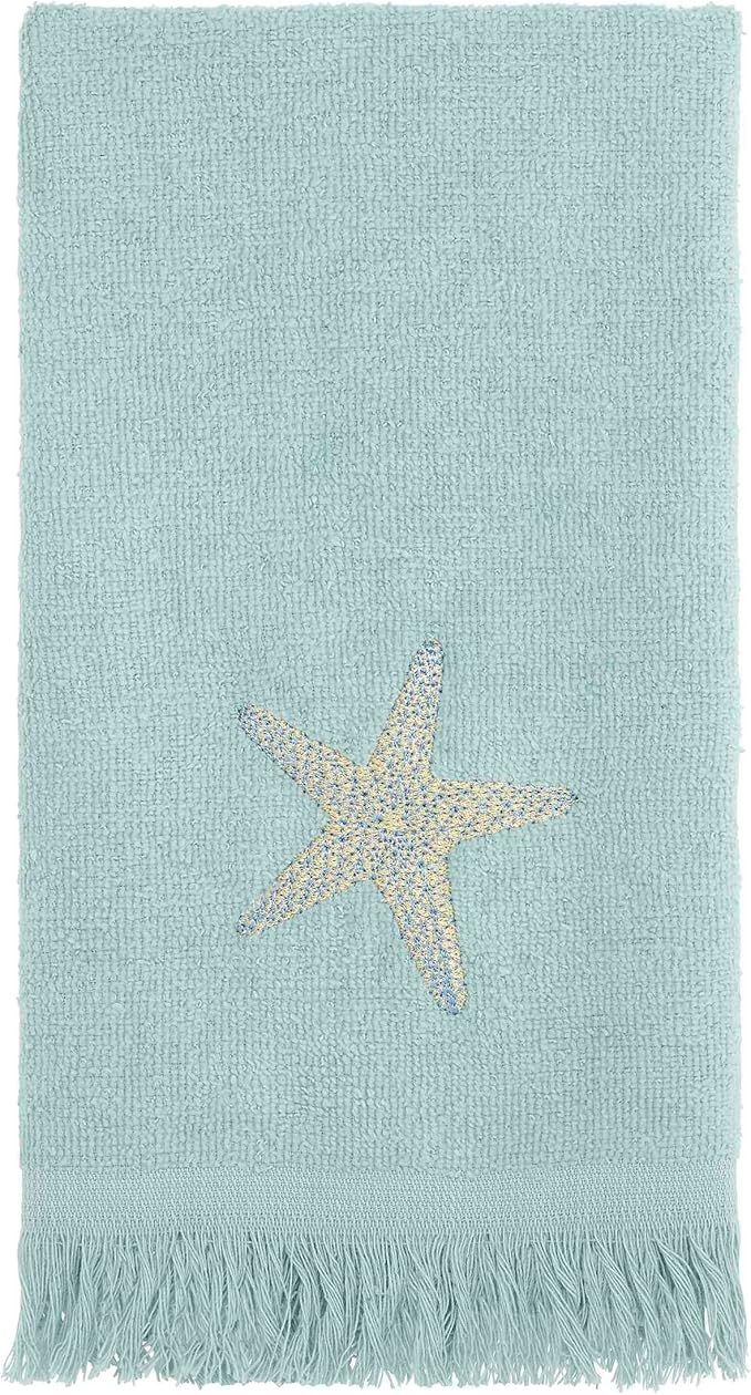 Avanti Linens - Fingertip Towel, Soft & Absorbent Cotton Towel, Coastal Inspired Bathroom Accessories (By the Sea Collection, Mineral)