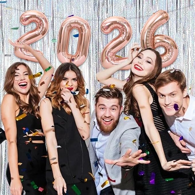 16 Inch 2026 Balloons Rose Gold, Number Balloons 16 Inch, New Years Balloons for 2026 New Years Graduation Decorations Home Office Decoration