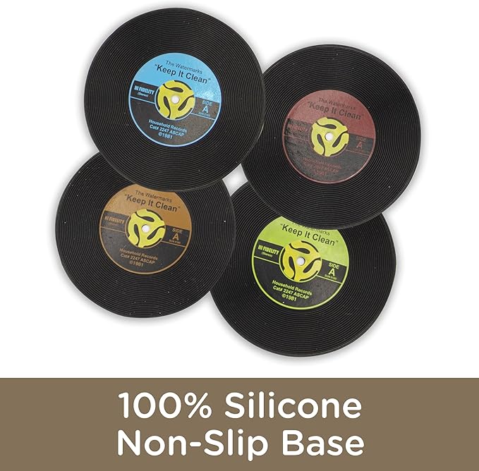 GAMAGO 45 Record Coasters - Funny Coasters - Fun for Decorations - Coasters for Drinks - Great Party Bar and Gift Idea
