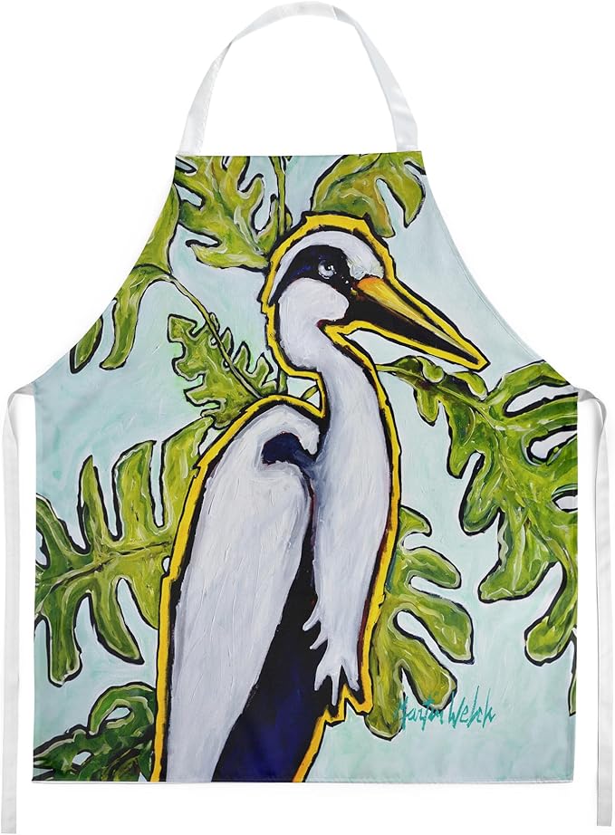 Caroline's Treasures Jungle Fever Heron Apron Cooking Kitchen Server Baking Crafts Gardening for Adult Women Men, Unisex, Large, Multicolor